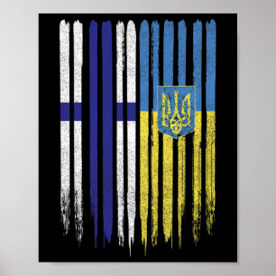 Finland Ukraine Finnish Ukrainian Flag  Poster