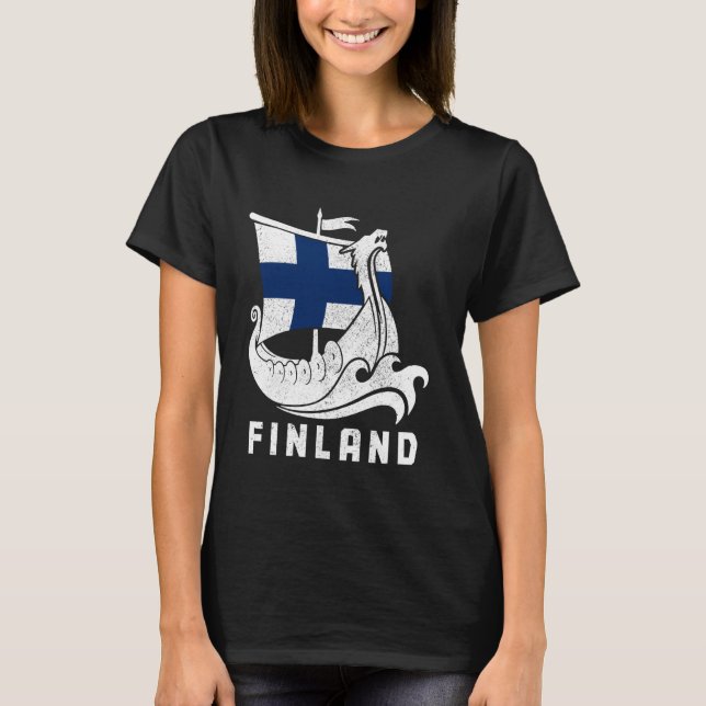 Finland Viking Finnish Flag Finn Suomi Sisu Souven T-Shirt (Front)