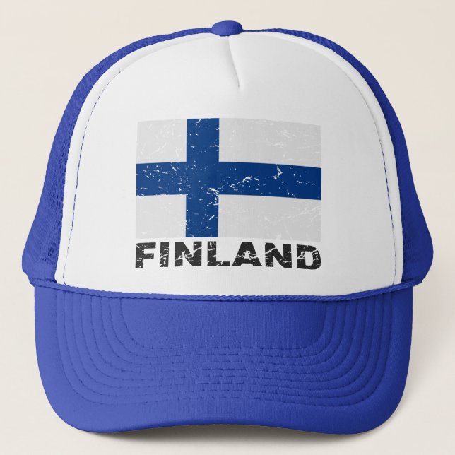Finland Vintage Flag Trucker Hat (Front)