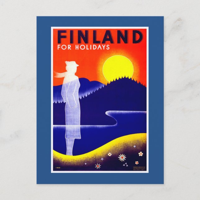 Finland Vintage Travel Poster Postcard (Front)