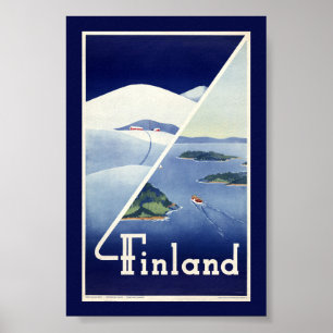 Finland Vintage Travel Poster Restored