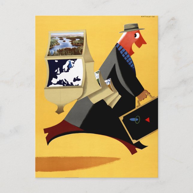 Finland Vintage Travel Poster Restored Postcard (Front)