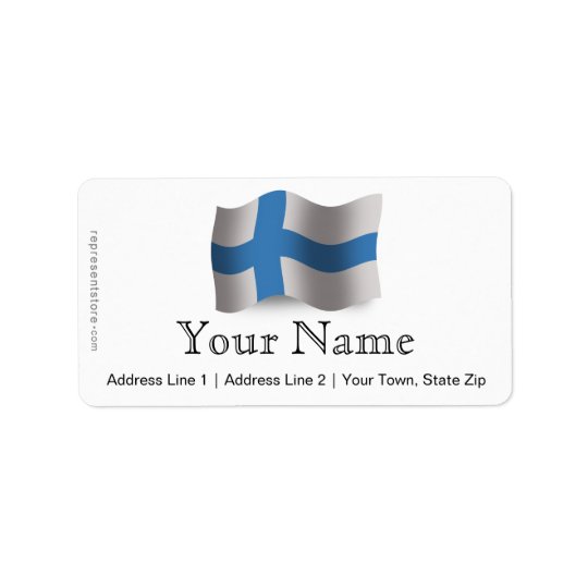 Finland Waving Flag Address Label