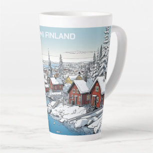 Finland Winter Illustration Latte Mug