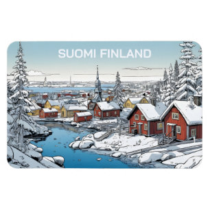Finland Winter Illustration Magnet