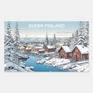 Finland Winter Illustration Rectangular Sticker