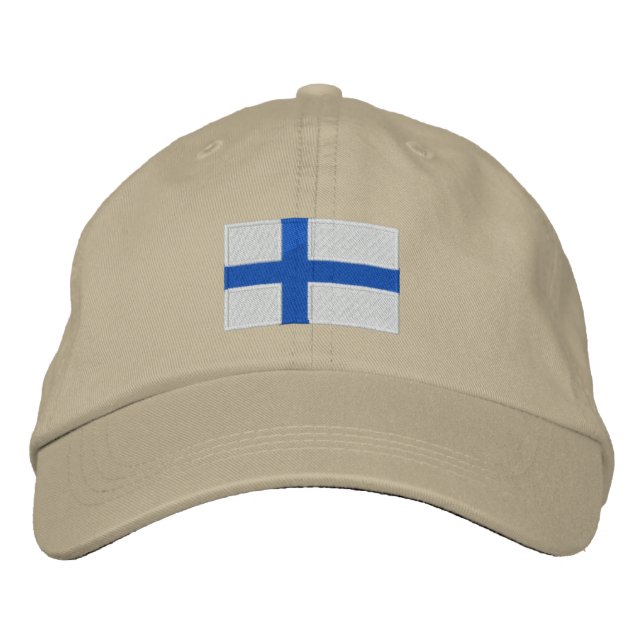 Finland world flag embroidered adjustable hat (Front)