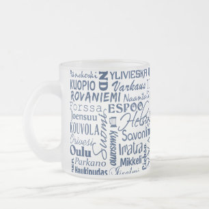 Finland's Towns mg - choose style Frosted Glass Coffee Mug