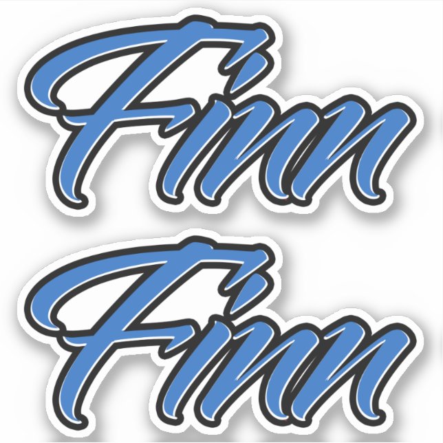 Finn name blue sticker Sticker Sticker Sticker (Front)