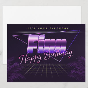 Finn Name Vorname lila retro Karte Geburtstag Card