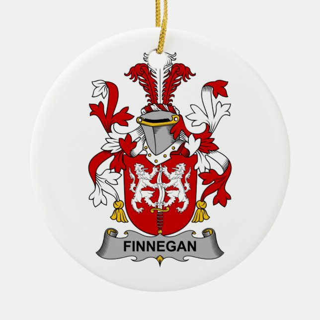Finnegan Family Crest Ceramic Tree Decoration (Front)