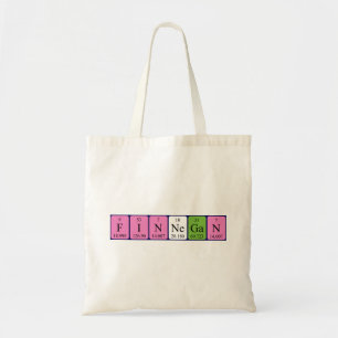Finnegan periodic table name tote bag