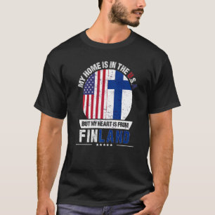 Finnish American Patriot Heart Is From Finland Gro T-Shirt
