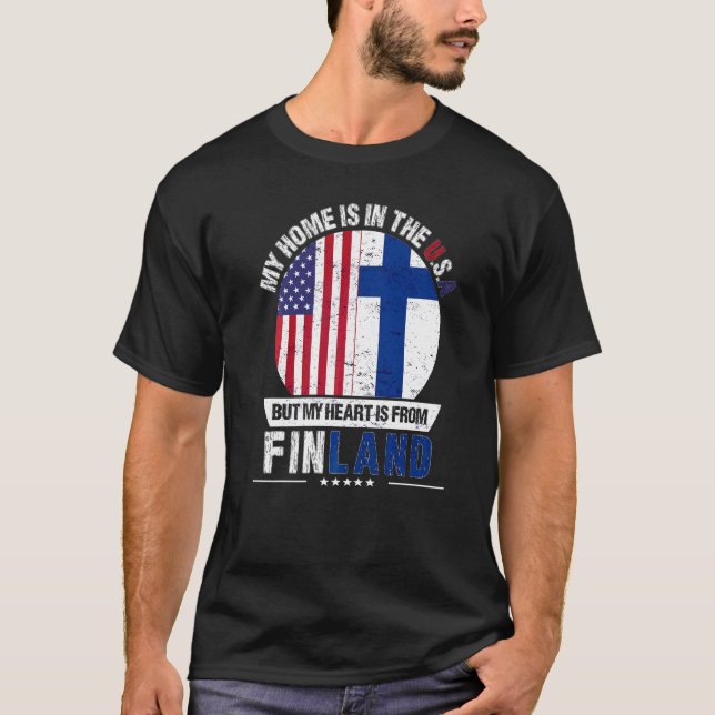 Finnish American Patriot Heart Is From Finland Gro T-Shirt (Front)