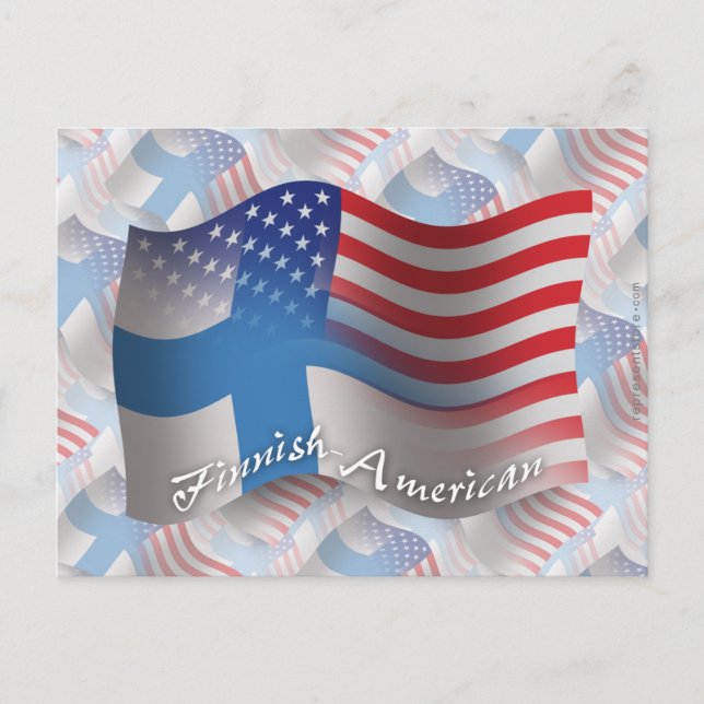 Finnish-American Waving Flag Postcard (Front)