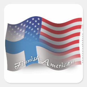 Finnish-American Waving Flag Square Sticker