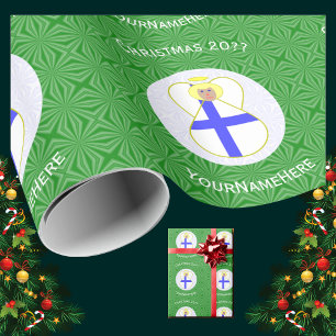 Finnish Angel Christmas Flag Personalised Wrapping Paper
