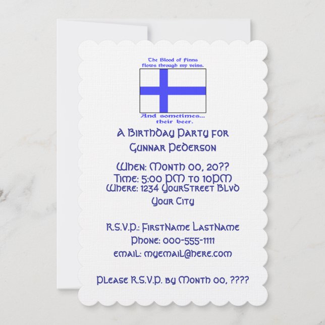 Finnish Blood Beer Birthday Party  Invitation (Front)