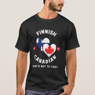 Finnish Canadian What's Not To Love Heart Flags T-Shirt