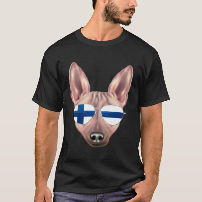 Finnish Flag American Hairless Terrier Dog Finland T-Shirt (Front)