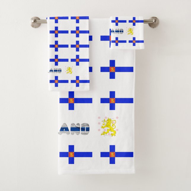 Finnish flag bath towel set (Insitu)