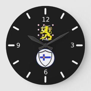 Finnish flag-coat arms large clock