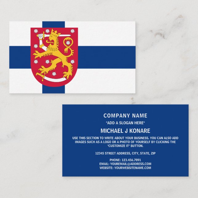 Finnish Flag & Coat of Arms, Flag of Finland Business Card (Front/Back)