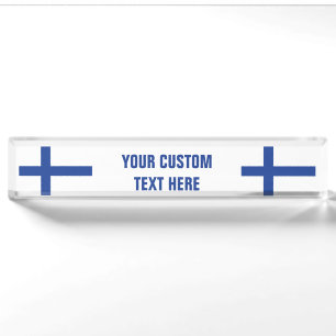 Finnish Flag custom desk plate