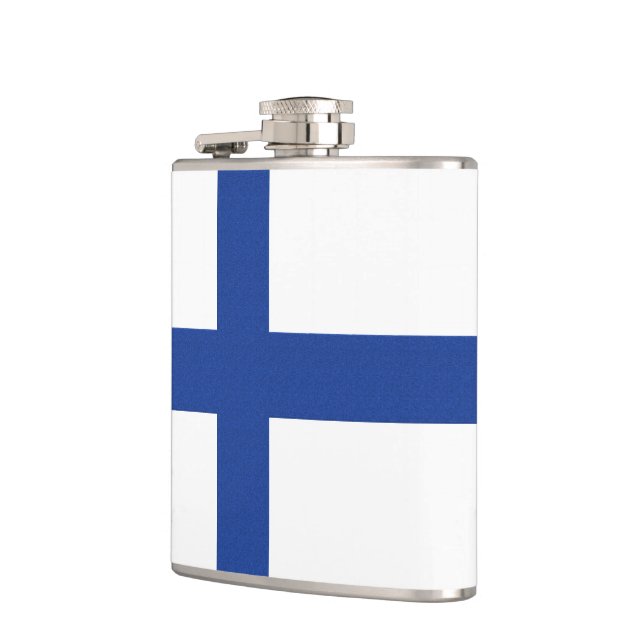 Finnish Flag custom monogram flask (Left)