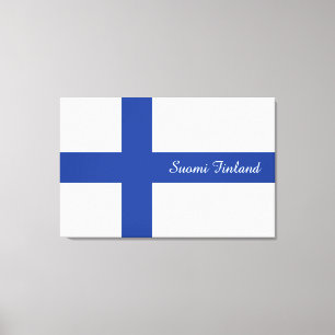 Finnish Flag custom text canvas print