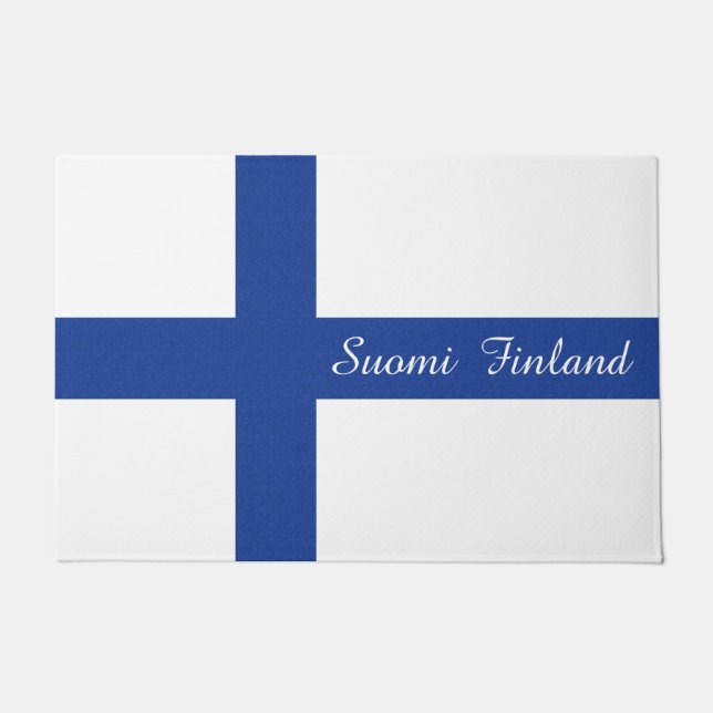 Finnish Flag custom welcome mat (Front)