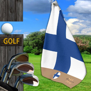 Finnish flag & Finland, monogrammed / Golf Towel