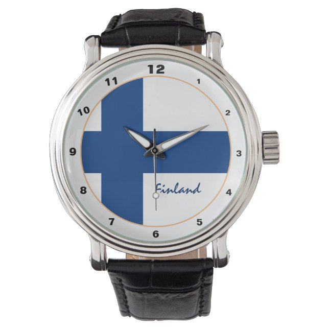 Finnish Flag & Finland trendy fashion /design Watch (Front)