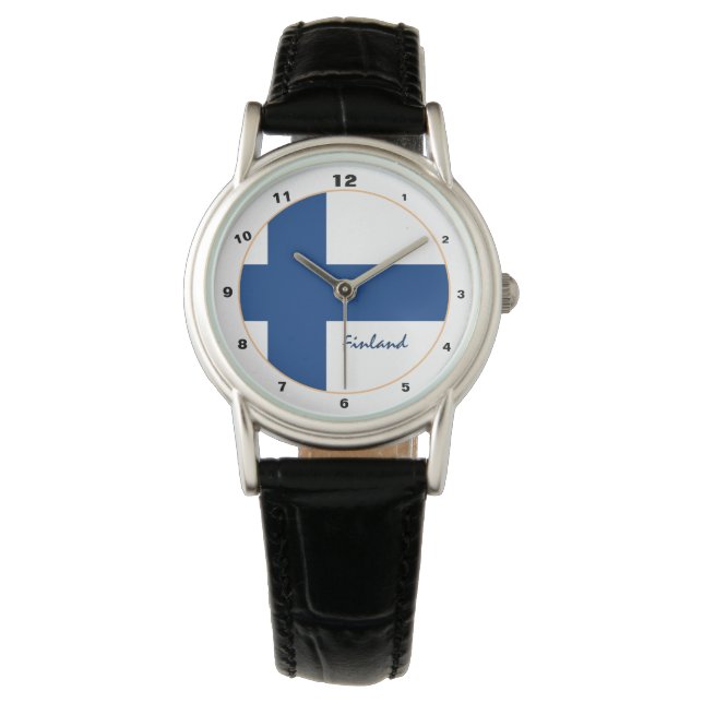 Finnish Flag & Finland trendy fashion /design Watch (Front)