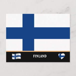 Finnish Flag & Finns country travel / Finland Postcard