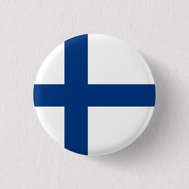 Finnish Flag, Flag of Finland 3 Cm Round Badge (Front)