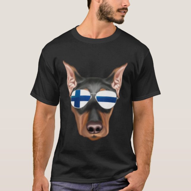 Finnish Flag German Pinscher Dog Finland Pocket T-Shirt (Front)
