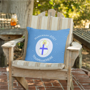 Finnish Flag Hanukkah Angel Personalised  Cushion