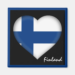 Finnish flag & Heart, Finland holiday /sports Magnet