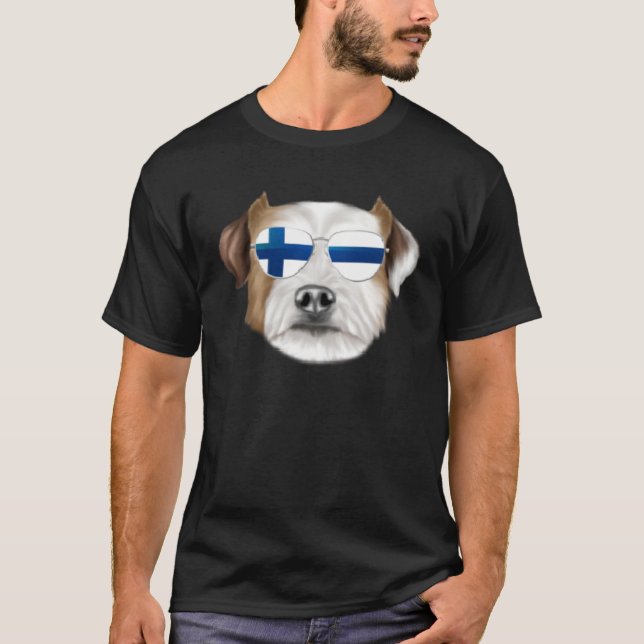 Finnish Flag Parson Russell Terrier Dog Finland Po T-Shirt (Front)