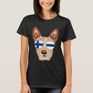 Finnish Flag Portuguese Podengo Pequeno Dog Finlan T-Shirt