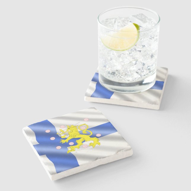 Finnish flag stone coaster (Side)