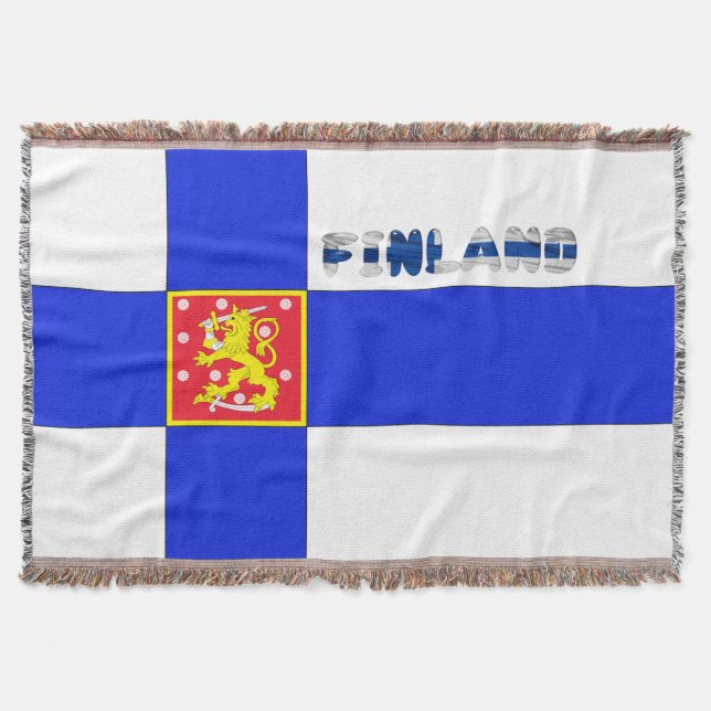 Finnish flag throw blanket (Front)