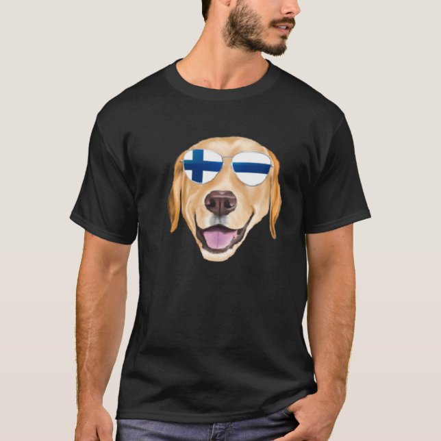 Finnish Flag Yellow Labrador Retriever Dog Finland T-Shirt (Front)