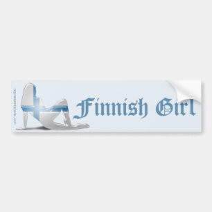 Finnish Girl Silhouette Flag Bumper Sticker