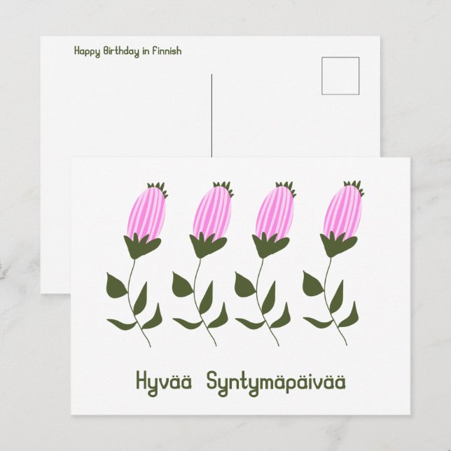 Finnish Happy Birthday Postcard (Front/Back)