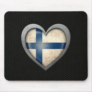 Finnish Heart Flag Steel Mesh Effect Mouse Mat