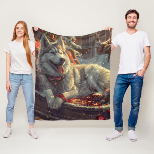 Finnish Laphund Dog Christmas Festive Fleece Blanket