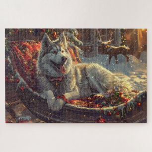 Finnish Laphund Dog Christmas Festive Jigsaw Puzzle
