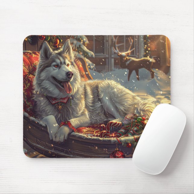 Finnish Laphund Dog Christmas Festive Mouse Mat (With Mouse)